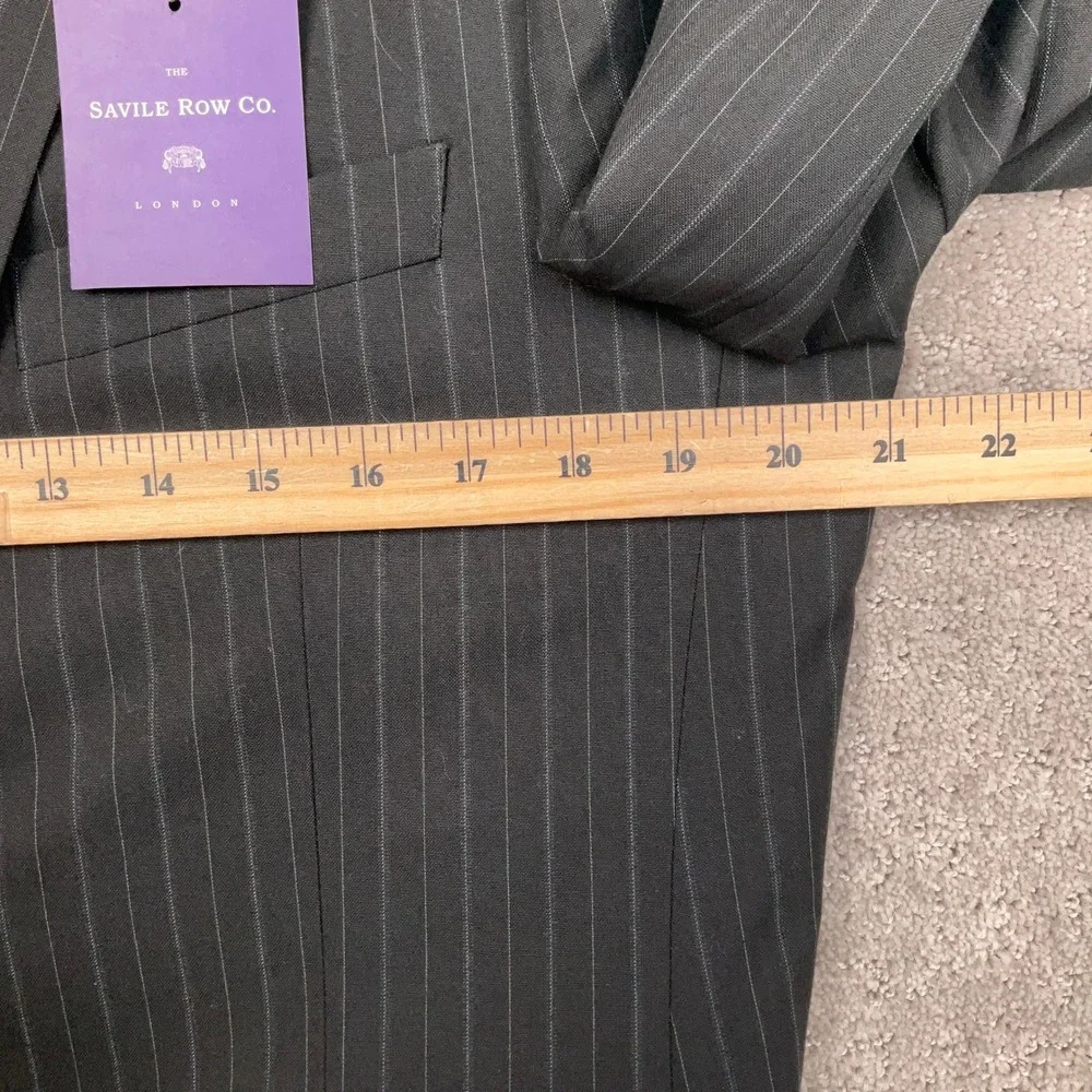 Savile Row Suit Mens 40R 34R Charcoal Gray Pinstripe Rivington-V Slim Fit London